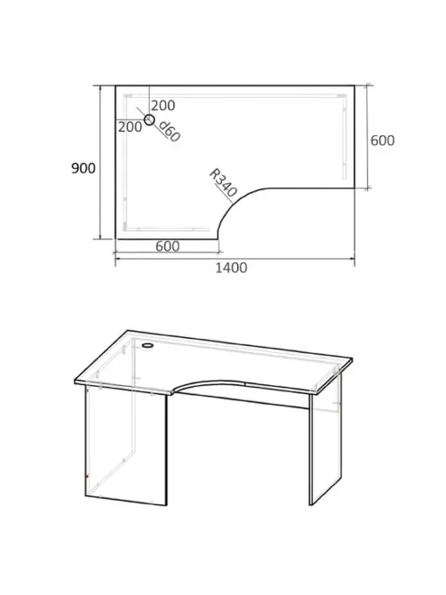 Стол эргономичный Easy One LT 22/16 левый (1400x900x740 мм) Дуб Сонома П/Н