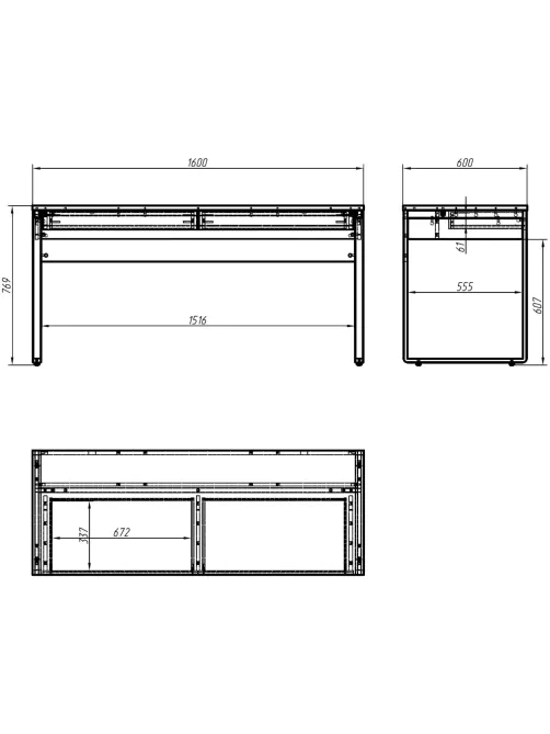 Стол компьютерный IN_Homeoffice НК 1600x600x769 Белый