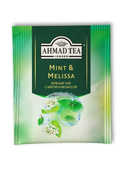 Чай Ahmad Tea Мята-Мелиса, зеленый, пакетики в конвертах, 100x1,8г/уп