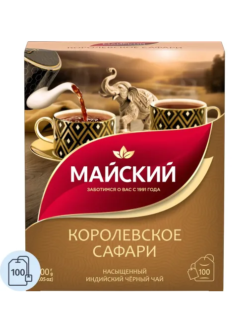 Чай Майский Королевское Сафари, черный, 100пакx2г