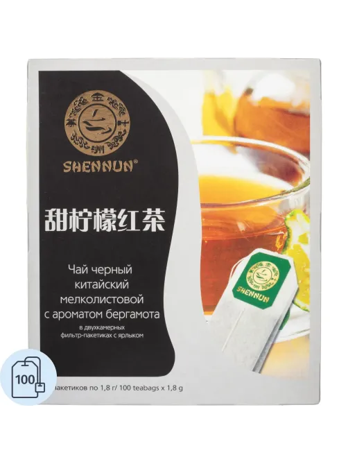 Чай Shennun черный с ароматом бергамота, 100пак 1903