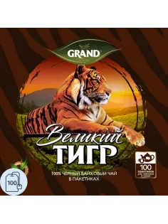 Чай Великий Тигр Отборный черный, 100 пакетиков с ярлычками 2110016 