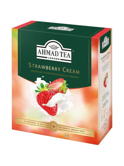 Чай Ahmad Tea Строуберри Крим, черный, пакетики в конвертах, 100x1,5г/уп