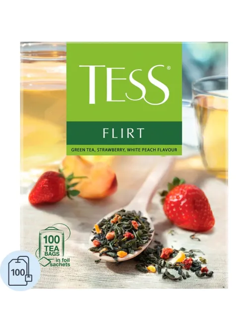 Чай Tess Flirt зеленый с клубникой 1,5гх100шт