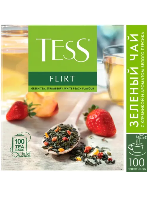 Чай Tess Flirt зеленый с клубникой 1,5гх100шт