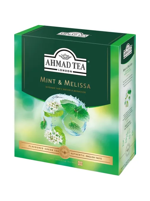 Чай Ahmad Tea Мята-Мелиса, зеленый, пакетики в конвертах, 100x1,8г/уп