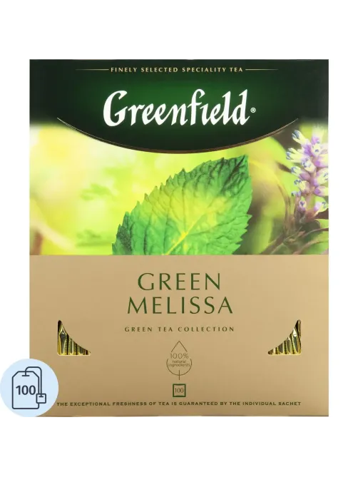 Чай Greenfield Green Melissa зеленый фольгир.100пак/уп 0879-09
