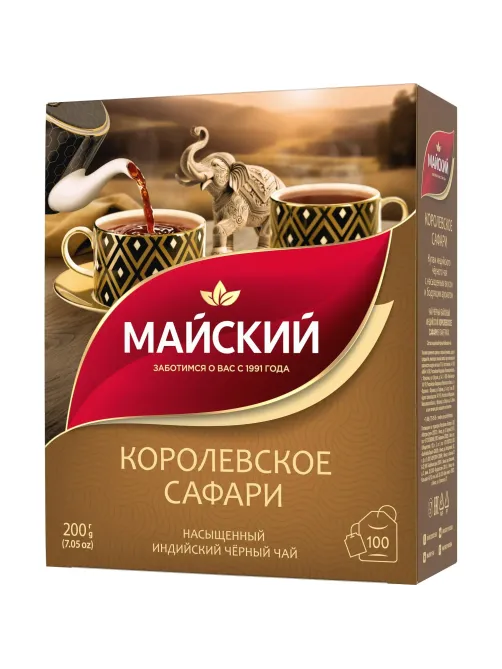 Чай Майский Королевское Сафари, черный, 100пакx2г