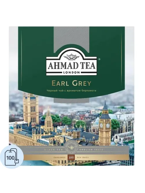 Чай Ahmad Earl grey черный бергамот 100пак/уп 5951-08