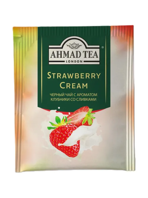 Чай Ahmad Tea Строуберри Крим, черный, пакетики в конвертах, 100x1,5г/уп