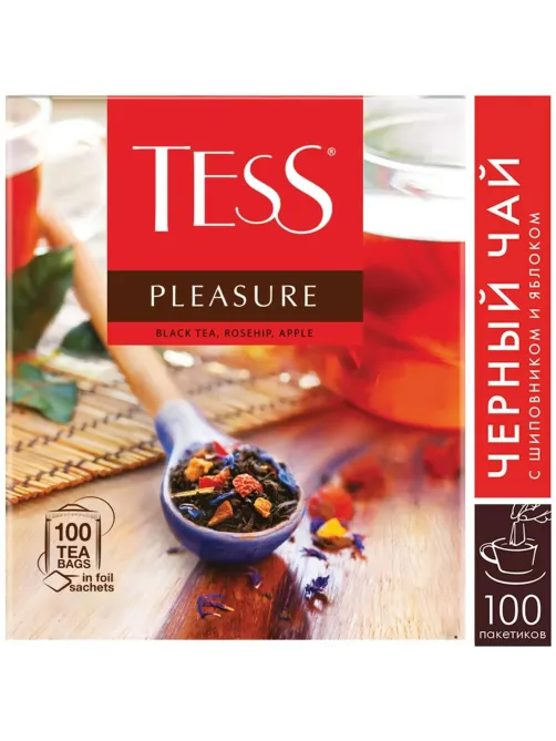 Чай черный TESS Pleasure с шиповником и яблоком 100 пак/уп, 0919-09