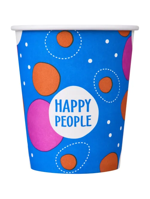 Стакан одноразовый бум односл. 250 мл d-80мм Happy People МИКС  50шт/уп