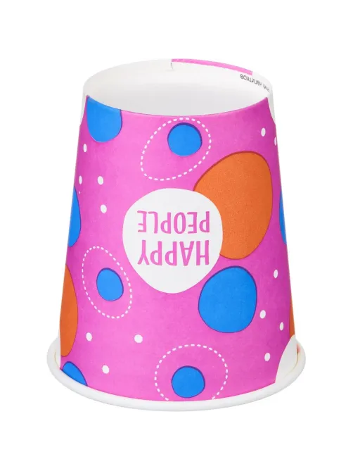 Стакан одноразовый бум односл. 250 мл d-80мм Happy People МИКС  50шт/уп