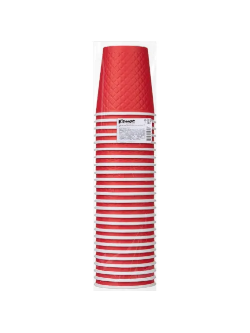 Стакан одноразовый бум двухслойный d-80мм 250мл Waffle Red (25шт/уп)