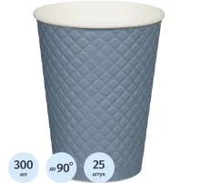 Стакан одноразовый бум двухслойный d-90мм 300мл Waffle Denim (25шт/уп)
