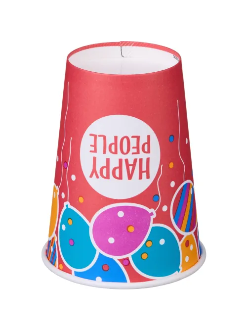 Стакан одноразовый бум односл. 350 мл d-90мм Happy People МИКС  50шт/уп