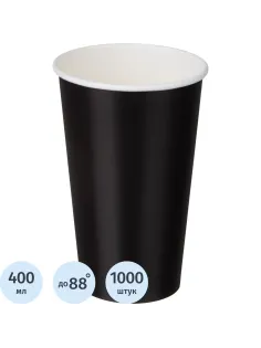Стакан одноразовый бум. 1-сл 400мл 18OZ ЧЕРНЫЙ 1000шт/кор