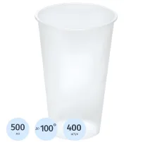 Стакан одноразовый Bubble Cup 500мл матовый/прозр., 400шт/кор (1021П)