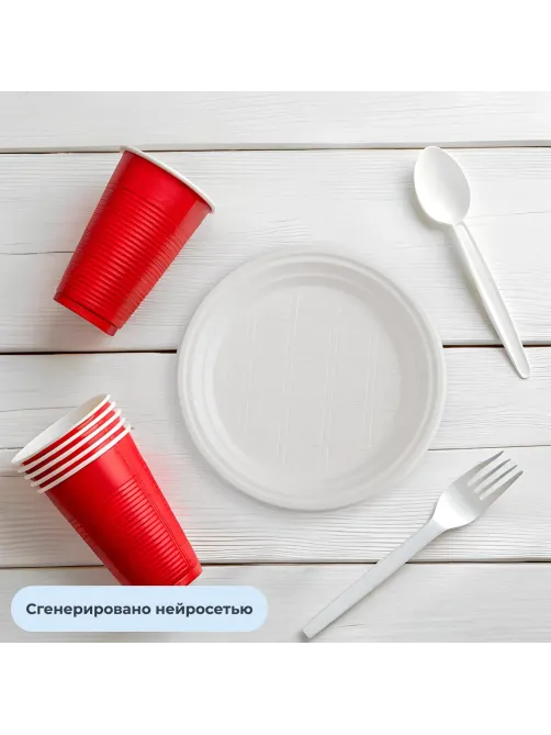 Тарелка одноразовая d=165мм, белая, КОМУС ПС 100шт/уп