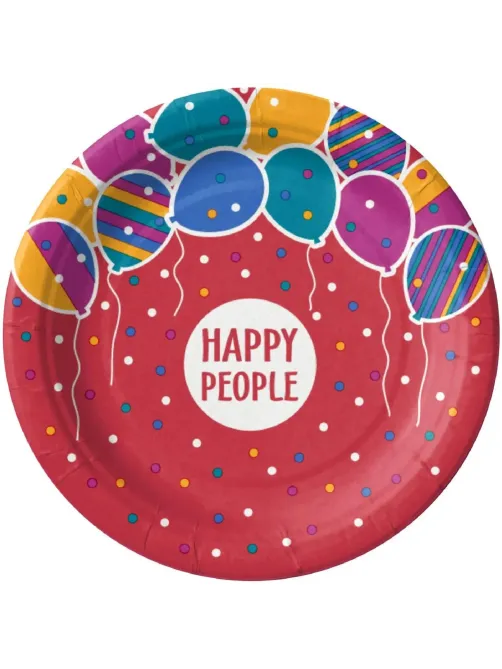 Тарелка одноразовая бумажная 180 мм  Happy People МИКС  50шт/уп