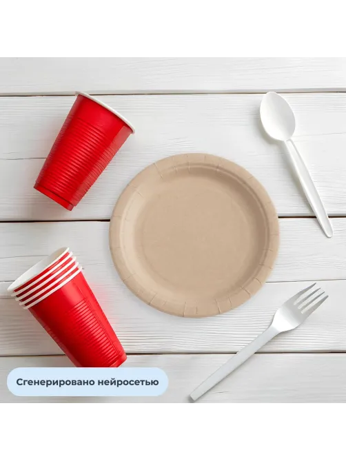 Тарелка одноразовая из бумаги цв. Крафт д 180 мм, 50шт/уп