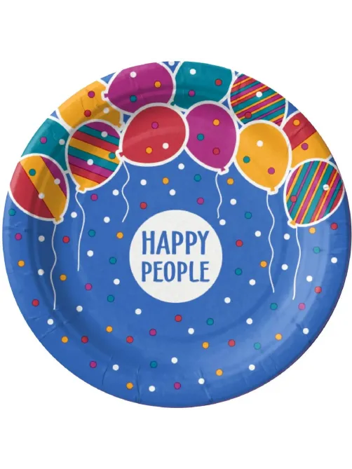 Тарелка одноразовая бумажная 180 мм  Happy People МИКС  50шт/уп