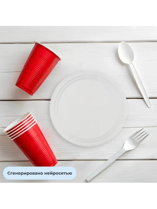 Тарелка одноразовая Комус d 210мм, белая, ПП, 500 шт/кор