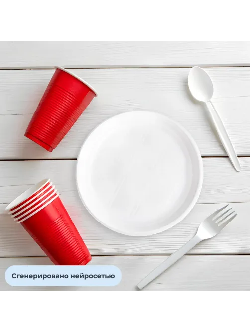 Тарелка одноразовая Комус d 205 мм, бел., ПП, 100шт/уп