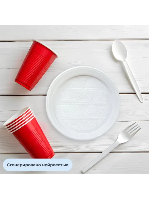 Тарелка одноразовая Комус d 165 мм, бел., ПП, 100шт./уп