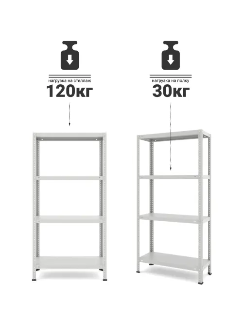 Стеллаж металлический Ульт_Everest Lite-30-30/75/150-4 (RAL 7035)