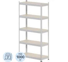 Стеллаж металлический FL_HIT BOARD 912х1824х500/5 полок МДФ, оцинкованный