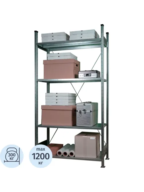 Стеллаж металлический Klesto НE204-412 4 полки 1330х400х2000