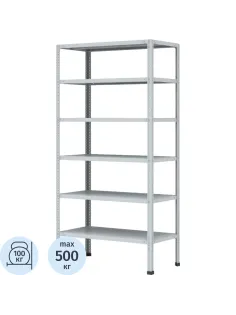 Стеллаж металлический P_МС-256/500 с 6-ю полками 1000х500х2000