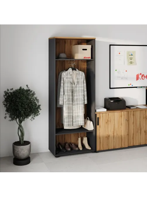 Гардероб узкий К-Loft 241H010 выс.2106 дуб натур./графит