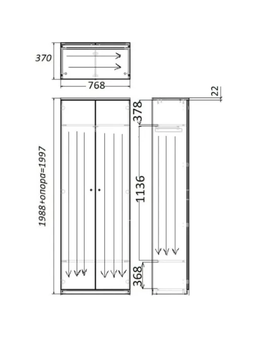 Корпус гардероба Easy One каркас LT 22/16 768х367 сосна винтер В1997