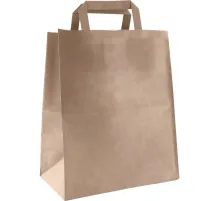 Пакет бумажный 240x140x280мм, 70 гр/м2, с плоскими ручками, крафт,300 шт/уп