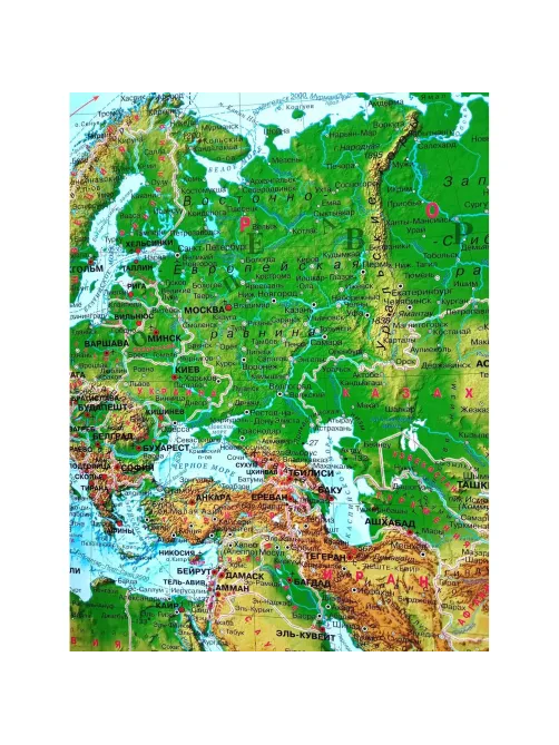 Карта настенная Мир физическая 1:22млн,физ.гран.гос,одним лис,мел.кар