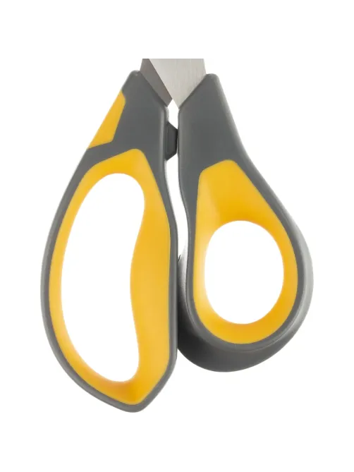 Ножницы Deli E77762 Yellow 210мм,прорезин.ручки желт-сер,лезвия сталь,блист