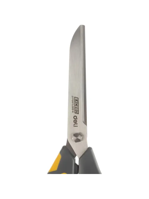 Ножницы Deli E77762 Yellow 210мм,прорезин.ручки желт-сер,лезвия сталь,блист