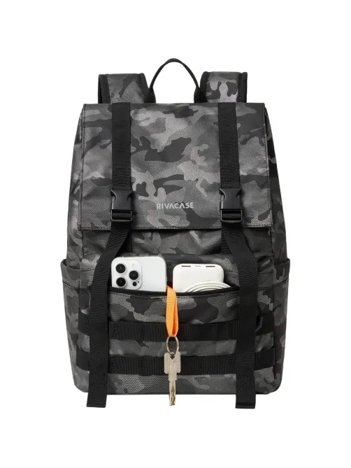 Рюкзак для ноутбука RIVACASE 7621 grey camo Sherwood-ECO Rolltop 15л, 15.6
