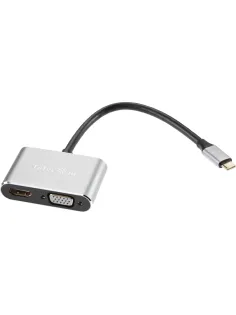 Кабель USB3.1 TypeCm - HDMI+USB3.0+PD+VGA Alum Grey 4K, Telecom <TUC055