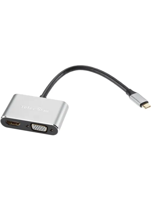 Кабель USB3.1 TypeCm - HDMI+USB3.0+PD+VGA Alum Grey 4K, Telecom <TUC055