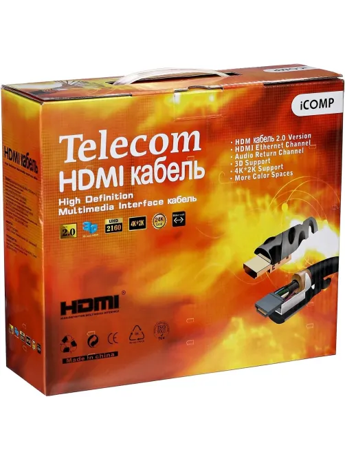 Кабель HDMI-19M-HDMI-19M ver 2.0+3D/Ethern,2 ф-ра 20m Telecom (TCG200F-20M)