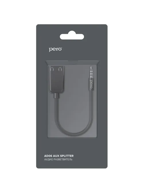 Разветвитель аудио PERO AD06 AUX SPLITTER, черный