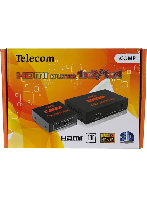 Разветвитель HDMI 1=>4 4k@30 HZ Telecom <TTS7005