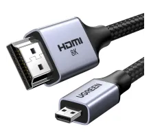 Кабель UGREEN HD164 (15517) Micro HDMI to HDMI 8K Cable. 2м.  серый космос