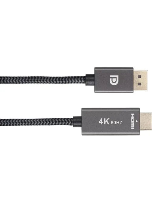 Кабель Telecom (TA561M-1.8M) DisplayPort M-> HDMI M 4K@60Hz 1.8m оплетка