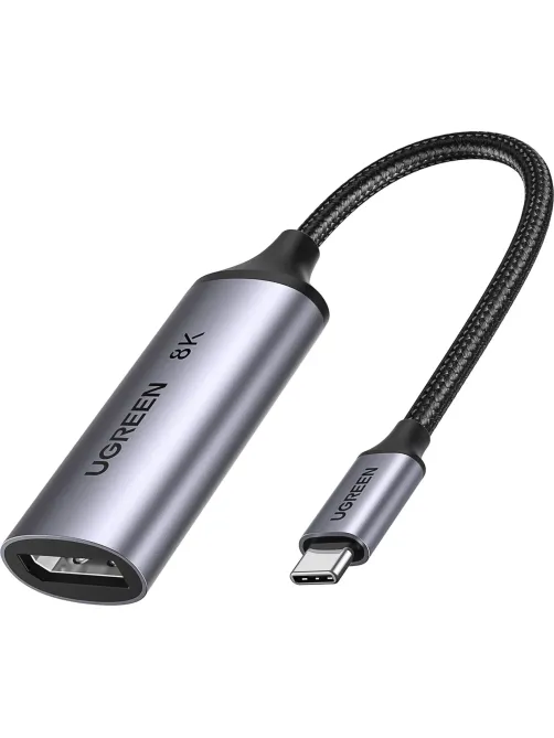 Адаптер UGREEN CM654 (15575) USB-C to DisplayPort 8K@60Hz 10см.  серый