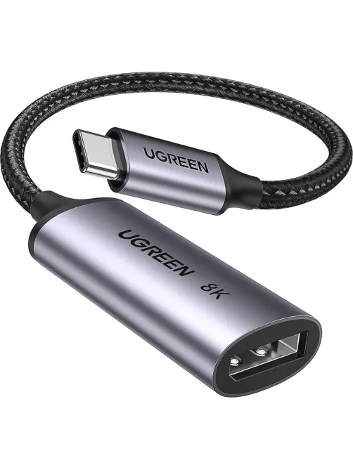 Адаптер UGREEN CM654 (15575) USB-C to DisplayPort 8K@60Hz 10см.  серый