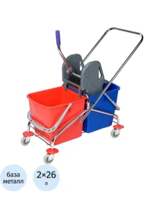 Тележка уборочная с отжимным прессом Luscan Prof 2х26л 86x41x90см